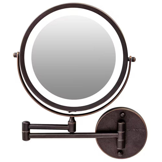 1.6 In. X 13.2 In. Lighted Magnifying Wall Makeup Mirror in Antique Bronze