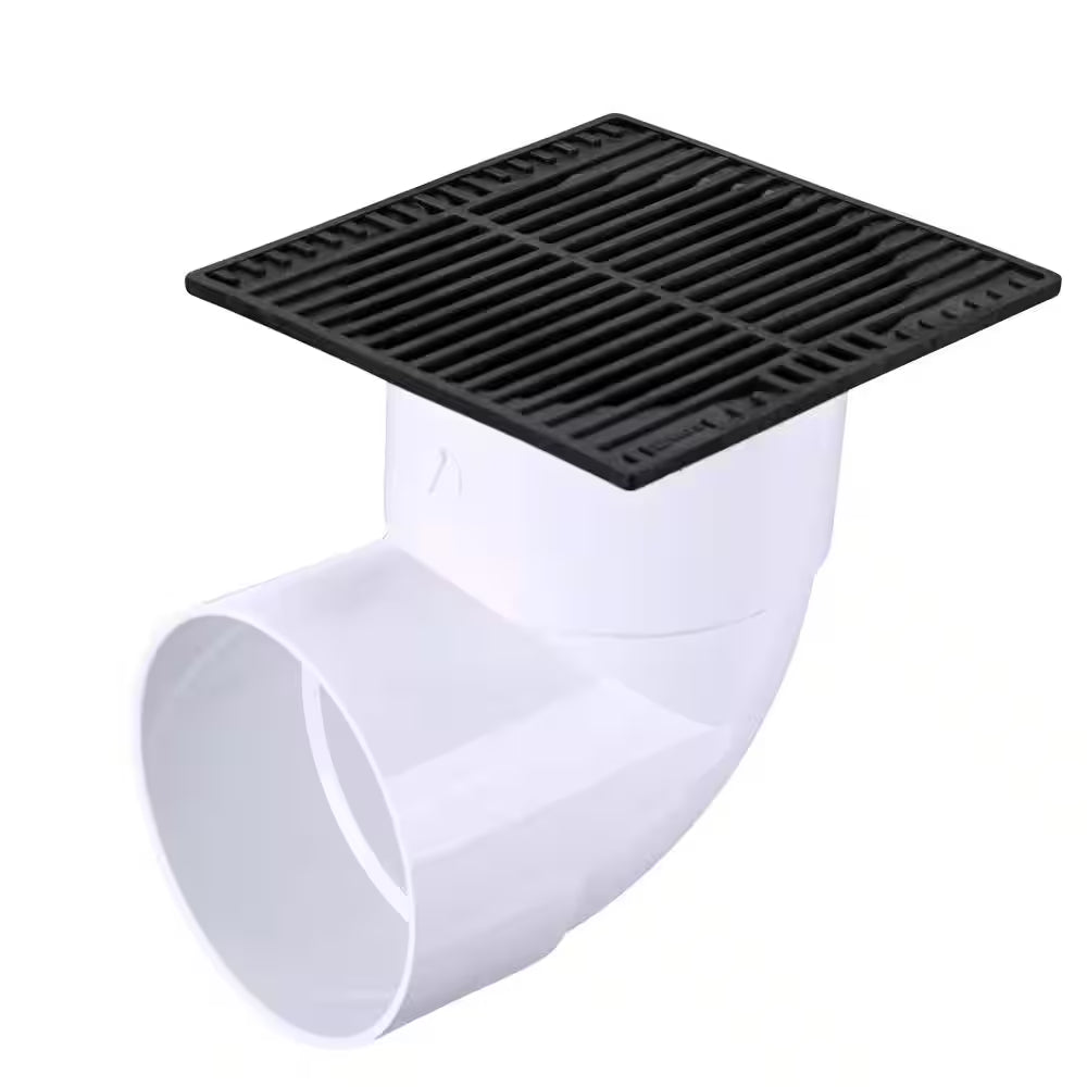 9 In. Plastic Square Drainage Grate in Black