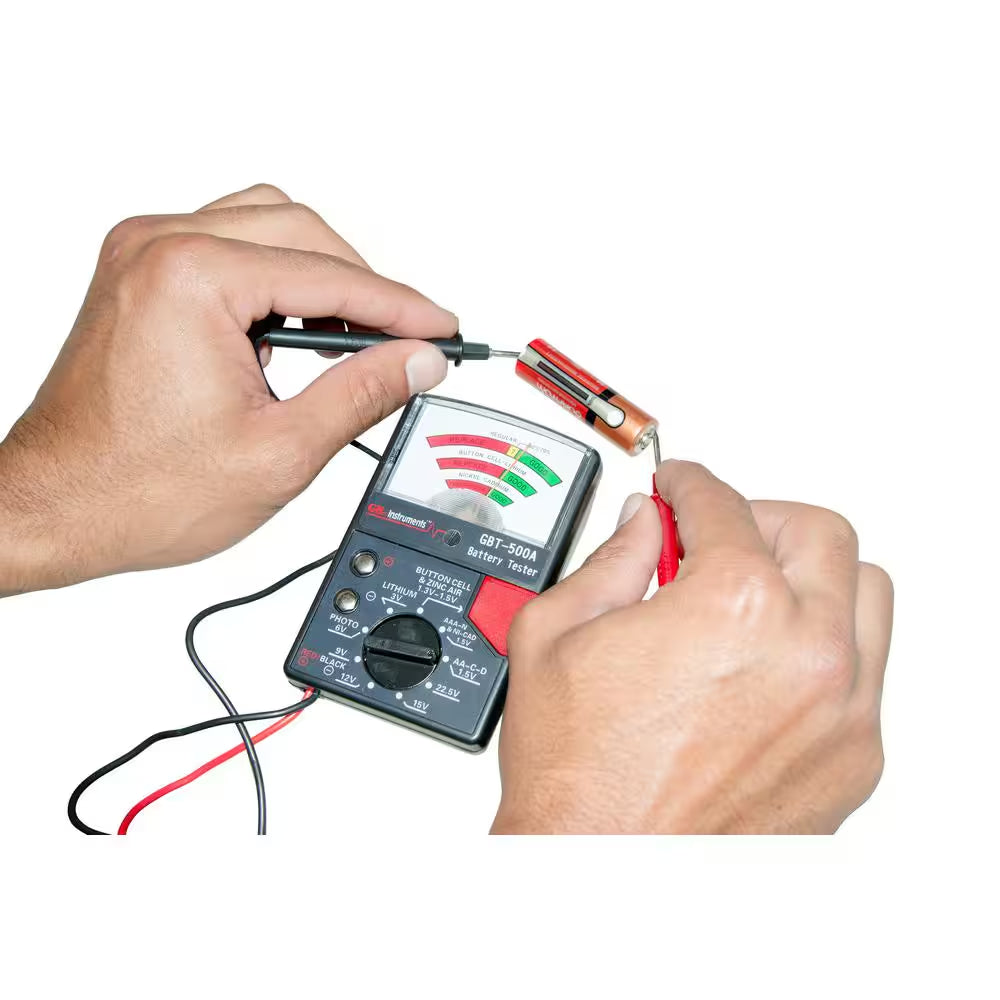 Battery Tester for 1.5-Volt Button Cell to 22.5-Volt Photo and Lantern Cells
