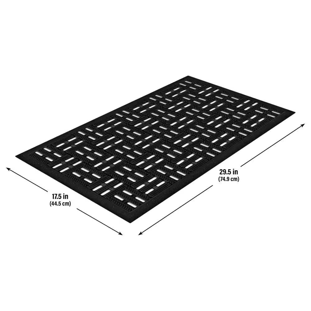 Drainage Black 17.5 In. X 29.5 In. Rubber Non-Slip Indoor Outdoor Door Mat