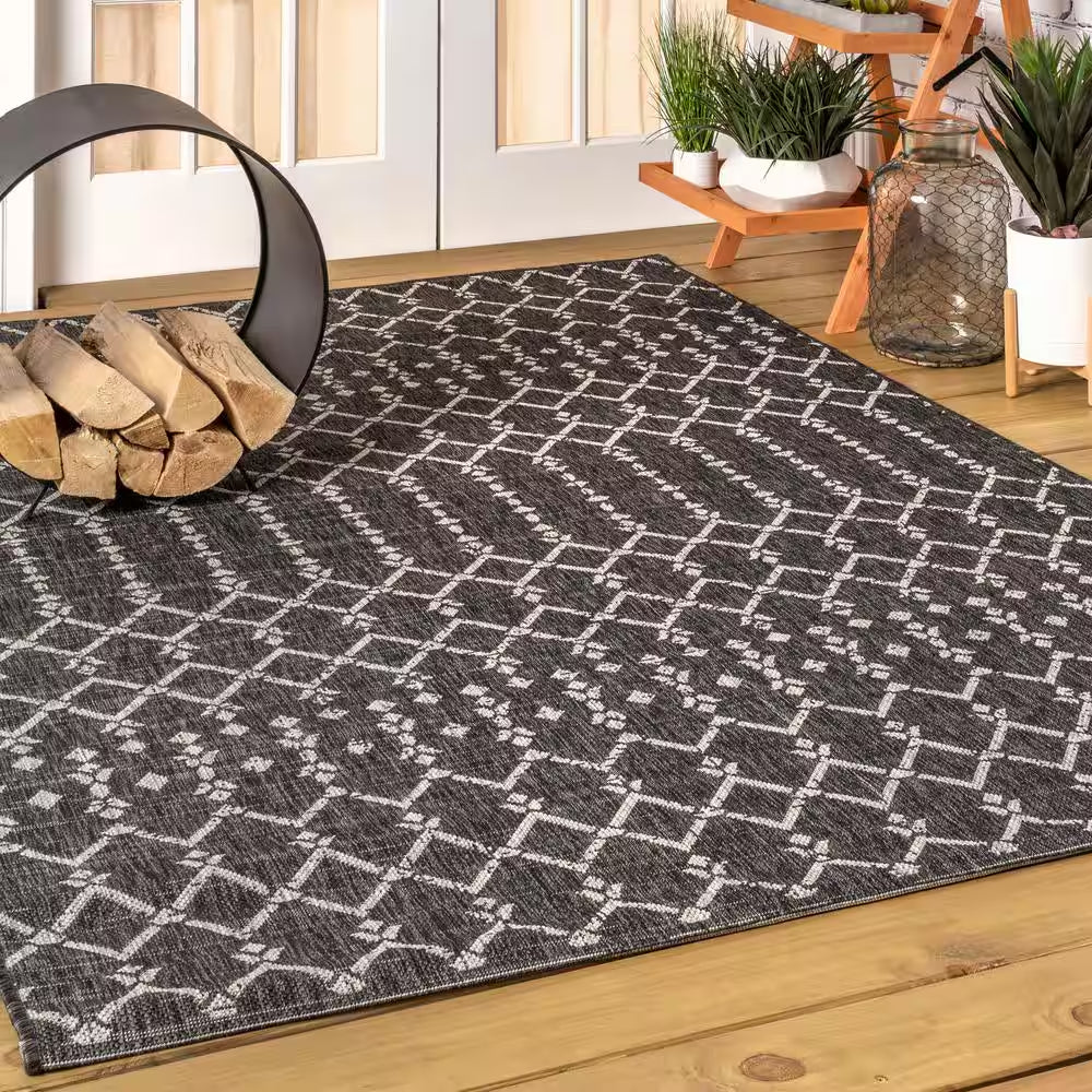 Ourika Black/Gray 8 Ft. X 10 Ft. Moroccan Indoor/Outdoor Area Rug