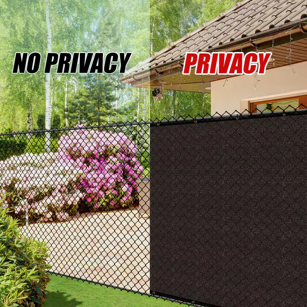 3 Ft. X 10 Ft. Brown Privacy Fence Screen Mesh Fabric Cover Windscreen with Reinforced Grommets for Garden Fence
