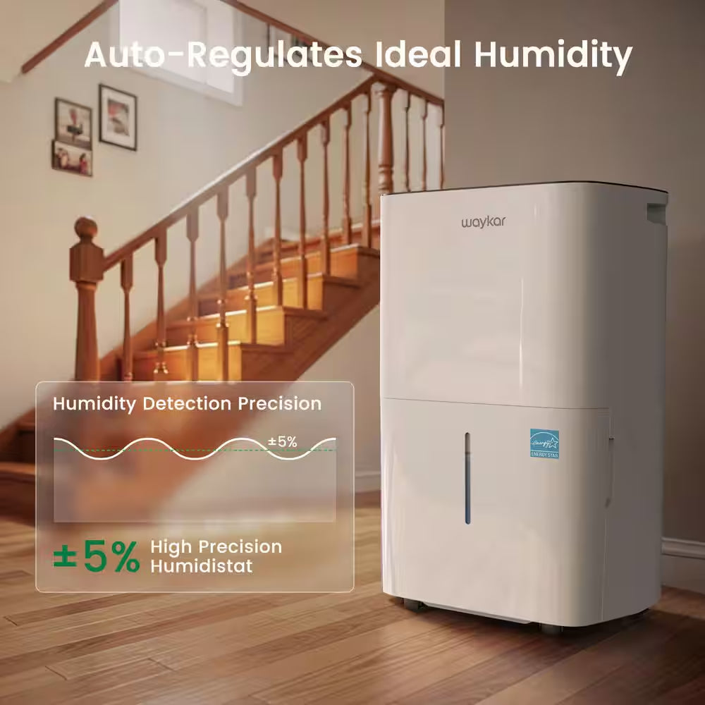 80 Pt. 5,000 Sq. Ft. Energy Star Portable Dehumidifier with Bucket and Drain Hose for Bedroom, Basement in White