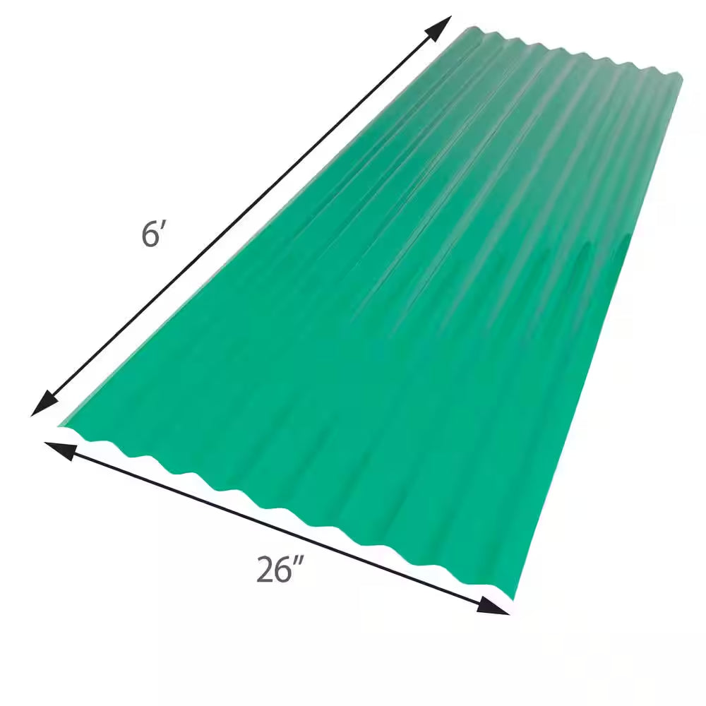 26 In. X 6 Ft. Corrugated PVC Roof Panel in Green