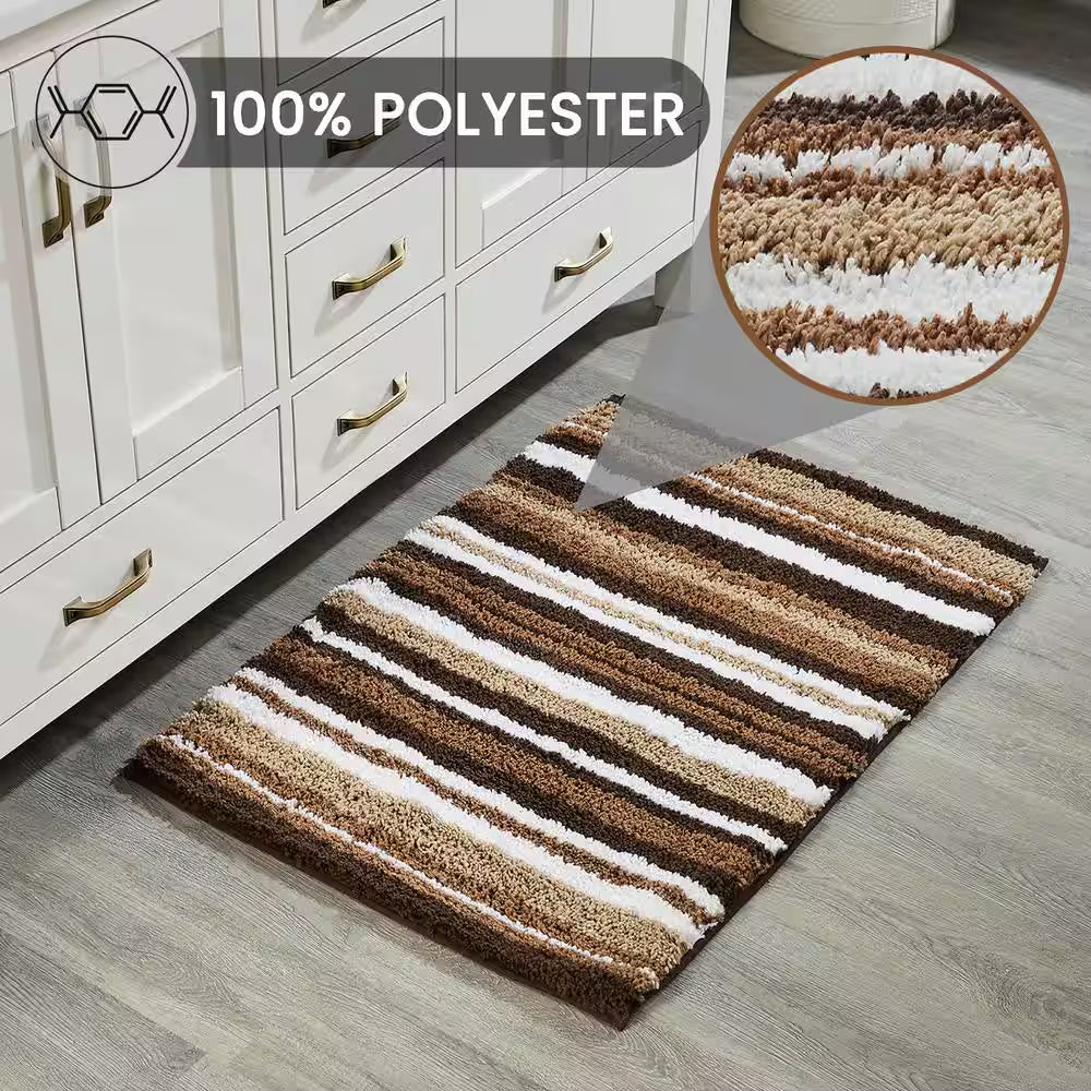 Griffie Collection 17 In. X 24 In. Brown Polyester Rectangle Bath Rug
