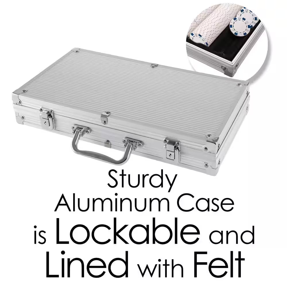 Poker Chip Set with Carrying Case Silver