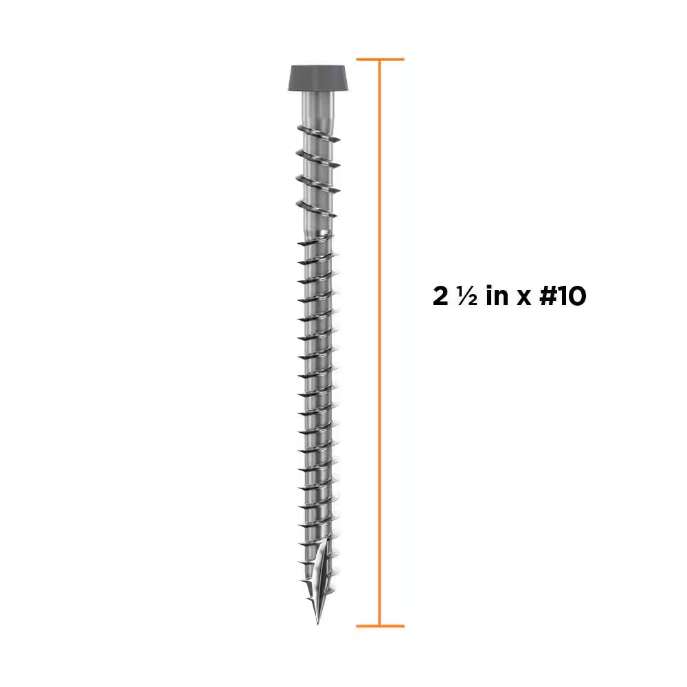 #10 2-1/2 In. 316 Stainless Steel Star Drive Dark Gray Composite Deck Screws (350-Count)