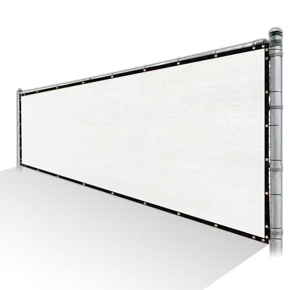 3 Ft. X 10 Ft. White Privacy Fence Screen Mesh Fabric Cover Windscreen with Reinforced Grommets for Garden Fence
