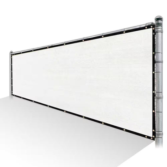 3 Ft. X 10 Ft. White Privacy Fence Screen Mesh Fabric Cover Windscreen with Reinforced Grommets for Garden Fence