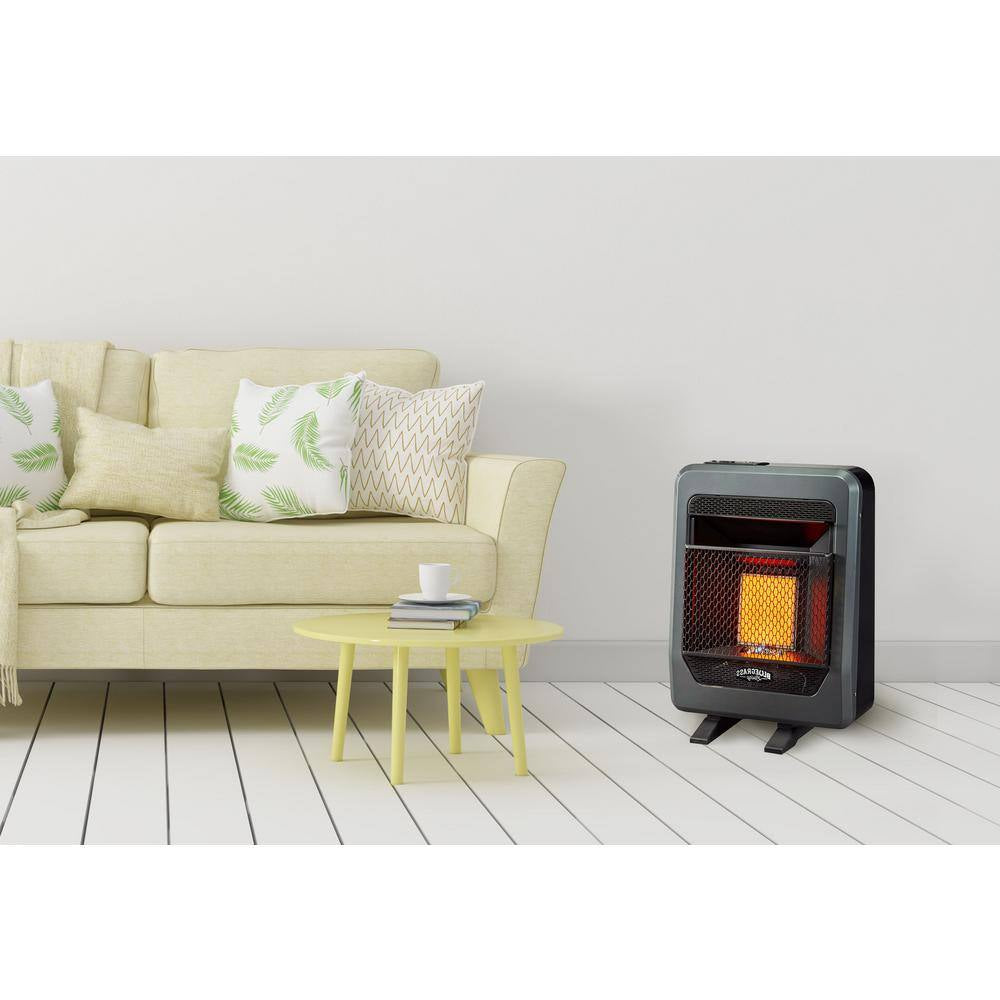 Natural Gas Vent Free Infrared Gas Space Heater with Base Feet - 10,000 BTU, T-Stat Control