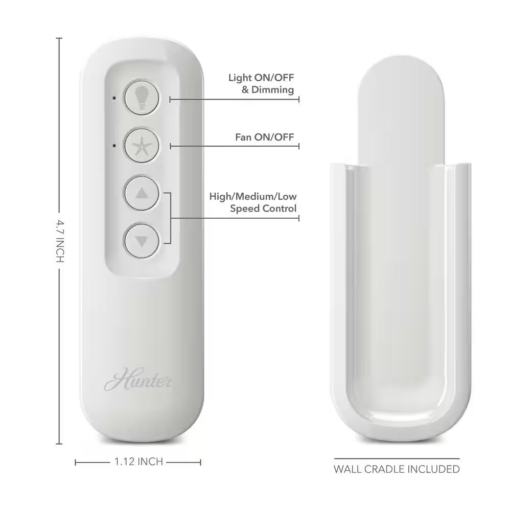 Universal 3 Speed Damp Rated Ceiling Fan Handheld Remote Control White