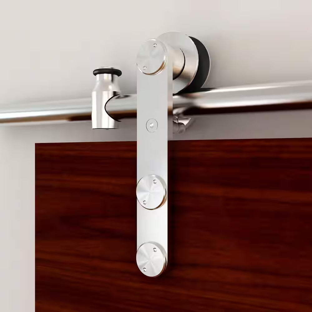 96 In. Stainless Steel Strap Sliding Door Hardware Kit for Wood or Glass Door