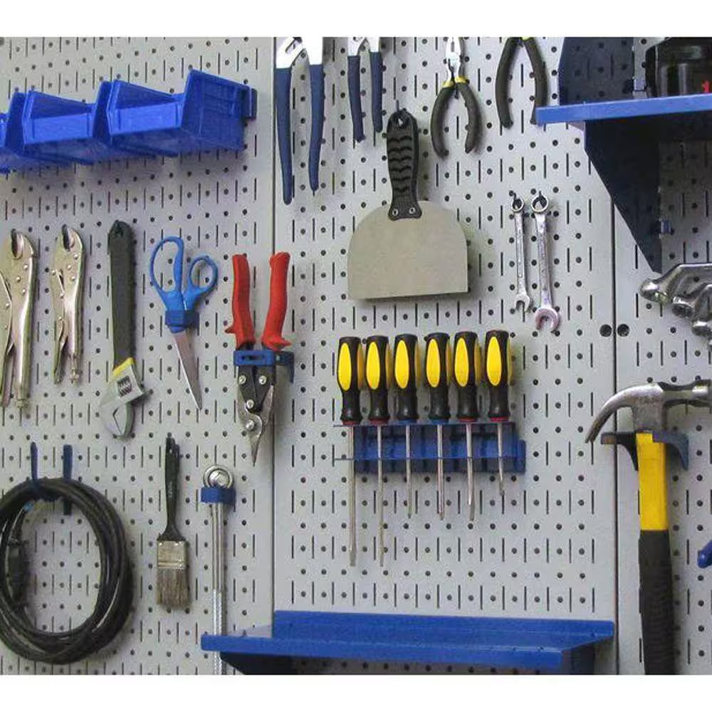 32 In. X 32 In. Overall Size Gray Metal Pegboard Pack with Two 32 In. X 16 In. Pegboards