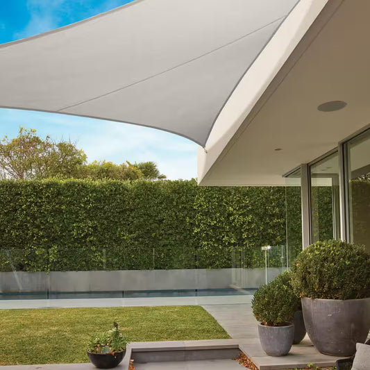 Premium Triangle 16.42 Ft. X 16.42 Ft. Stone Shade Sail Kit