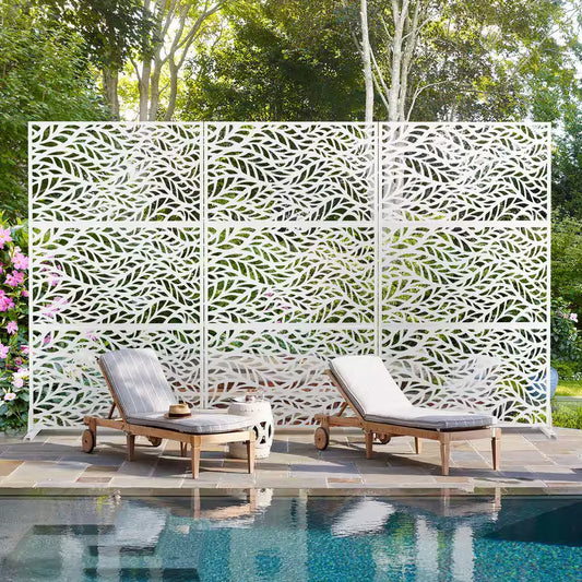 72 In. H X 47 W Metal Privacy Screen for Deck Patio Balcony Garden, Freestanding Decorative Privacy Screen and Panels