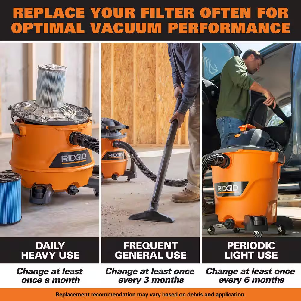 12 Gal. 5.0 Peak HP NXT Shop Vacuum Wet Dry Vac with General Debris Filter, Locking Hose and Attachments HD1200