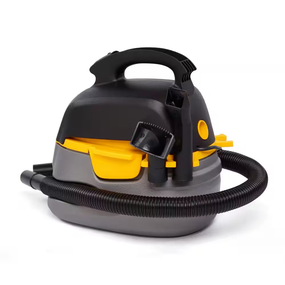 2.5 Gal. 1.75 Peak HP Small Shop Vacuum Wet Dry Vac with Filter Bag, Hose, Utility and Car Nozzle Attachments HD2025