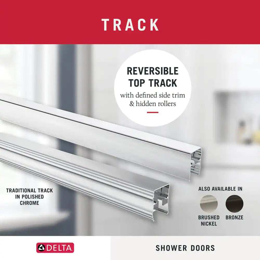 48-60 In. W Traditional Semi-Frameless Sliding Shower Door Track Assembly Kit in Chrome (For 1/4 In. (6 Mm) Glass)