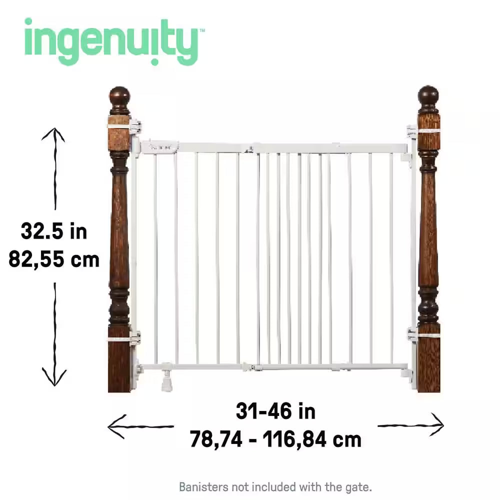 Stairway plus 46W Series Safety Pet and Baby Gate, 32 In. - 48 In. Wide, 32.5 In. Tall, Pressure or Hardware Mounted