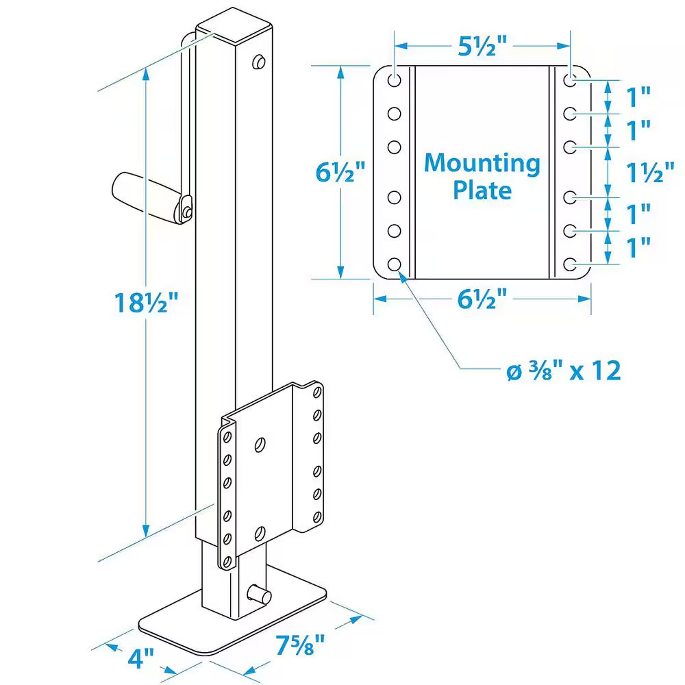 Heavy-Duty 2500 Lbs. with Load Capacity Drop Leg Trailer Jack