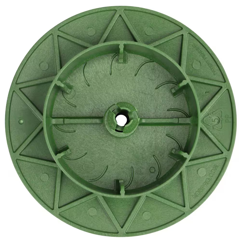 Pop-Up Drainage Emitter with Elbow for 4 In. Drain Pipes, Green Plastic