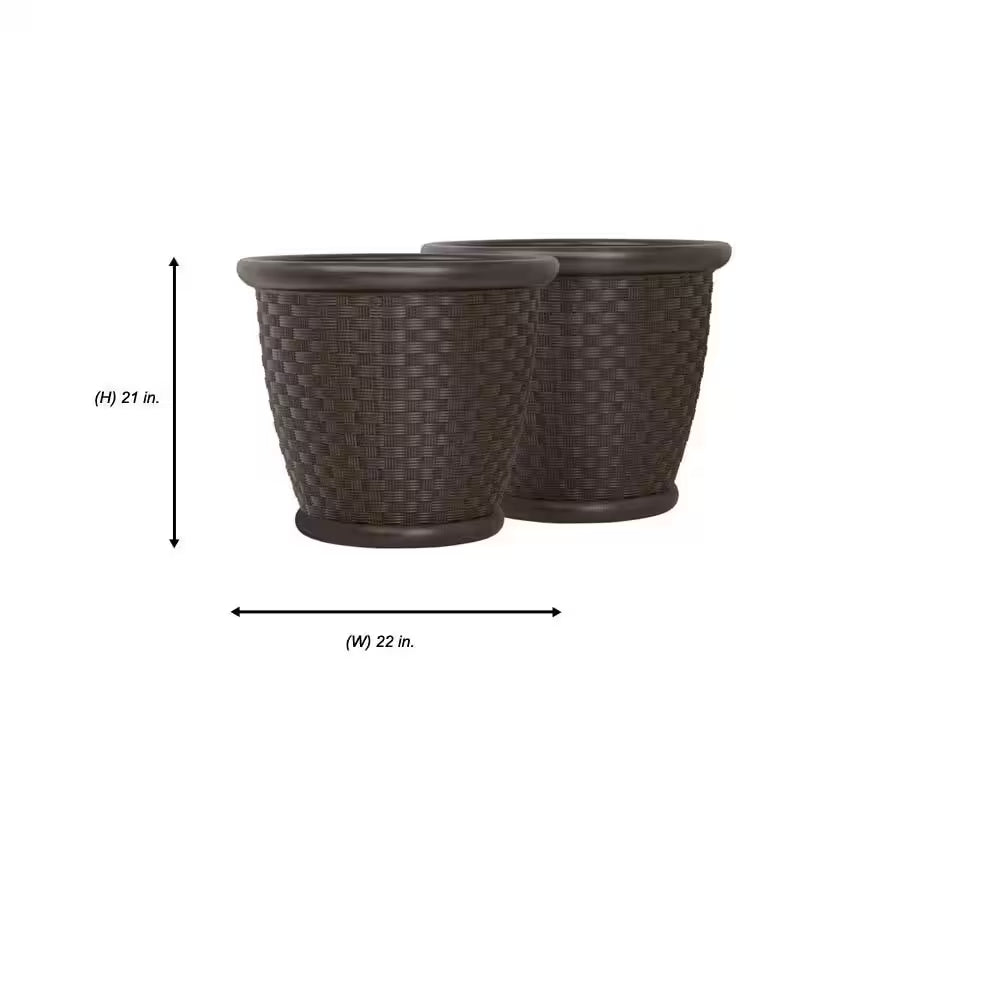 Sonora 22 In. round Java Blow Molded Plastic Planter (2-Pack)