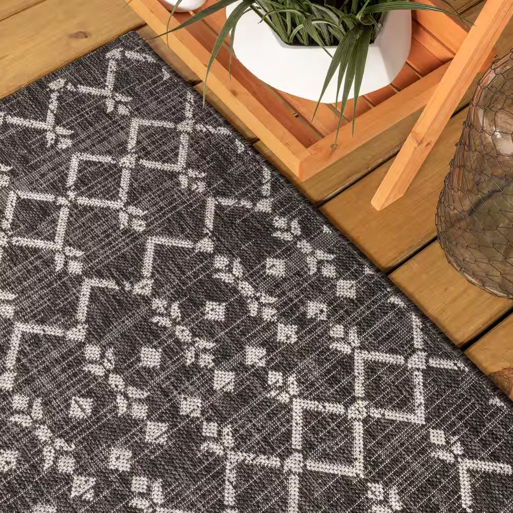 Ourika Black/Gray 8 Ft. X 10 Ft. Moroccan Indoor/Outdoor Area Rug