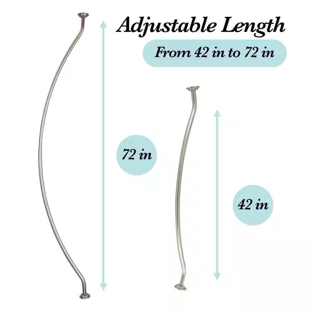 Curved Wall Mounted Rod in Satin Nickel