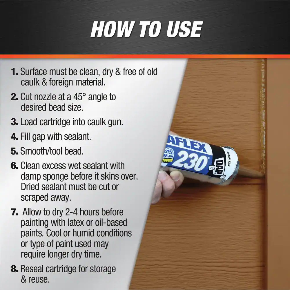 Dynaflex 230 10.1 Oz. Cedar Tan Premium Exterior/Interior Window, Door and Trim Sealant (12-Pack)
