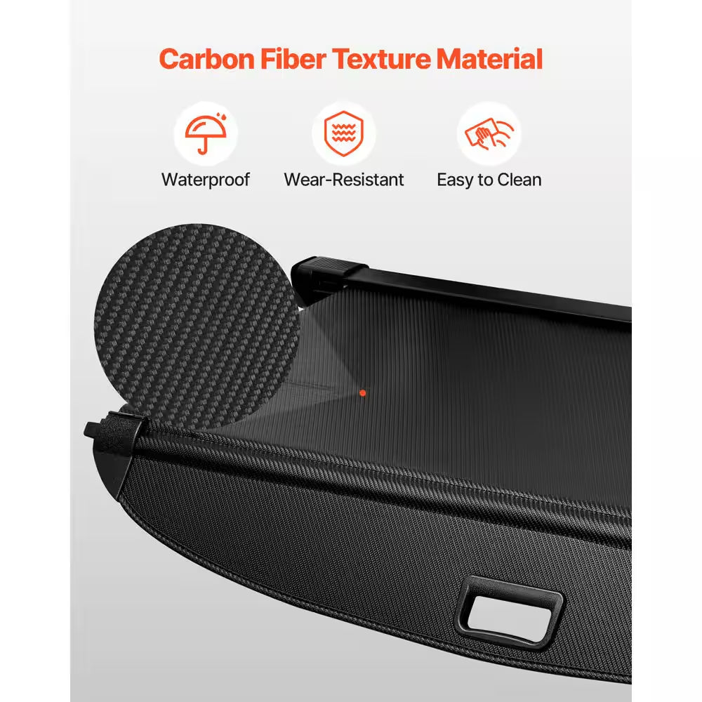 Retractable Cargo Cover, Upgraded Carbon Fiber Texture Trunk Cover, Anti-Peeping Luggage Privacy Shield