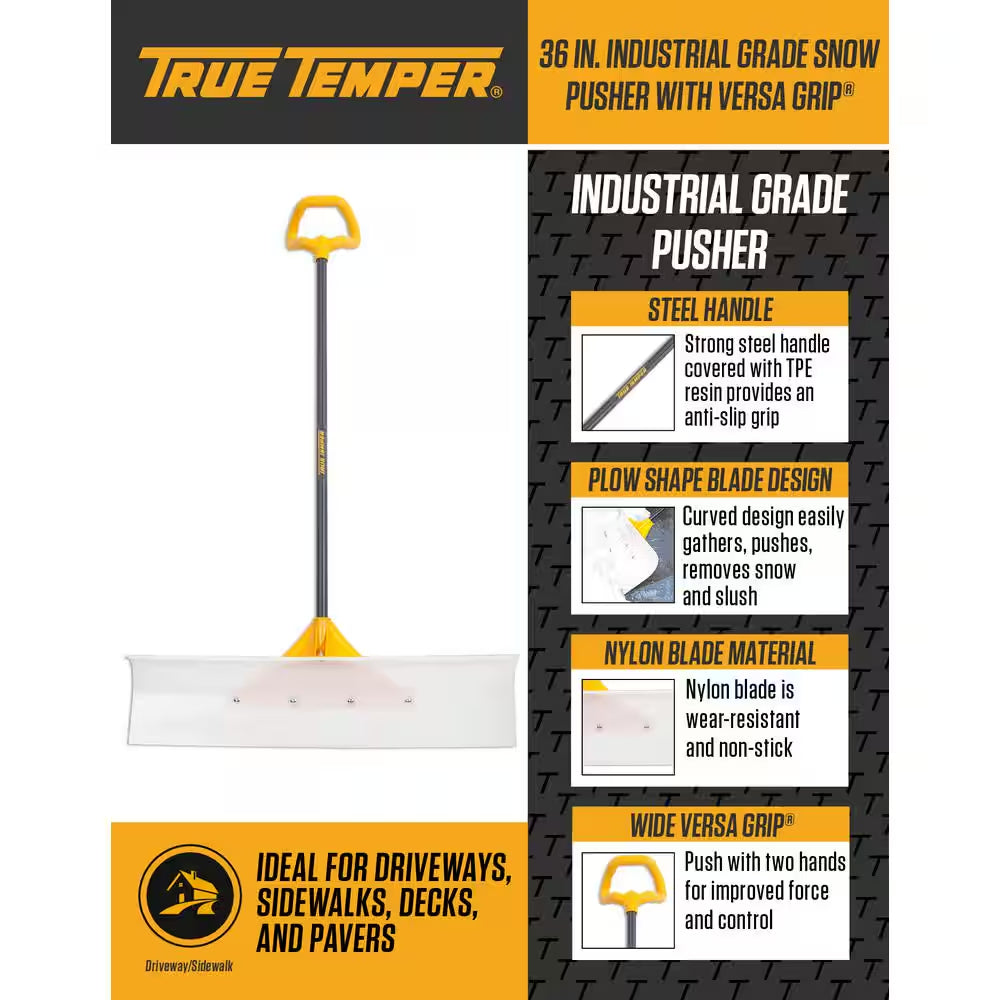 36 In. Industrial Grade Snow Pusher with Versa Grip