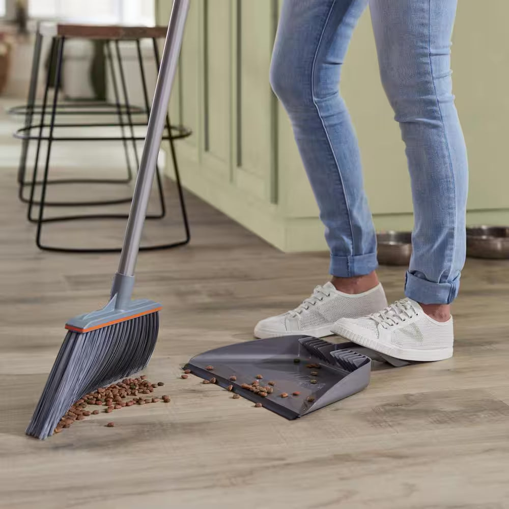 15 In. Angle Broom and Step-On Dustpan Set