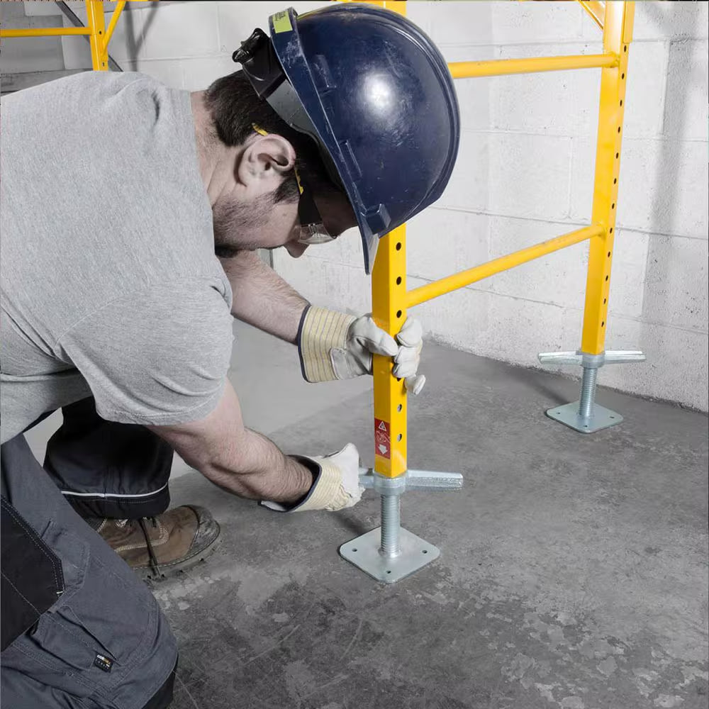 12 In. Galvanized Steel Leveling Jacks Adjustable up to 6 Inches for Baker Scaffolding, 4-Pack
