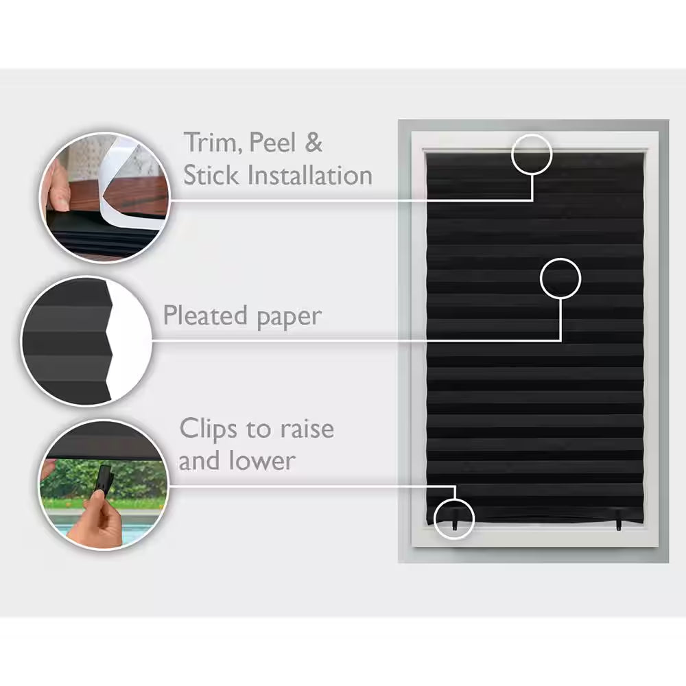 Black 36 In. X 72 In. Blackout Paper Cordless Temporary Blind/Shade