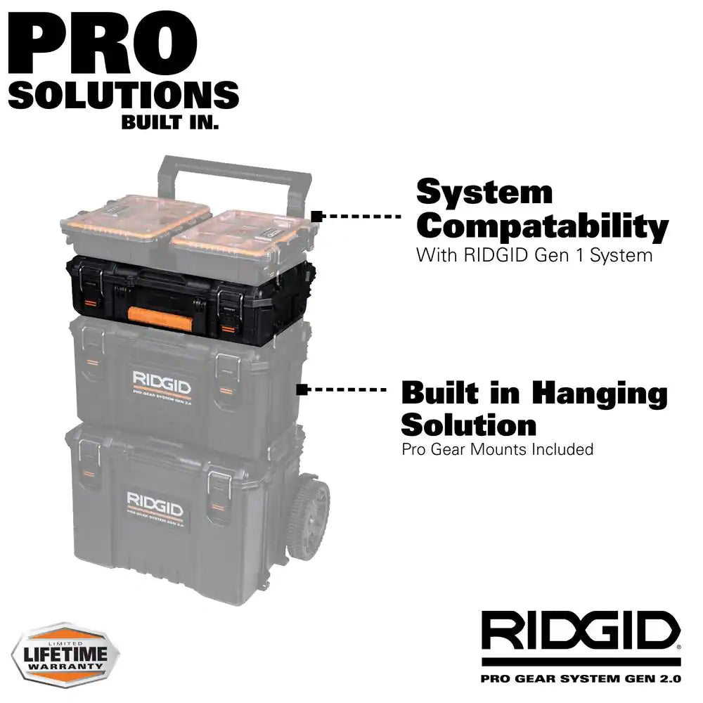 Pro Gear System Gen 2.0 Stackable Durable Compact Power Tool Box with Secure Hang Mounts