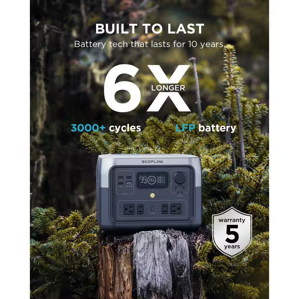 500W Output/1000W Peak Push-Button Start Battery Generator RIVER 2 Max, LFP Battery, Fast Charging for Outdoor, Camping