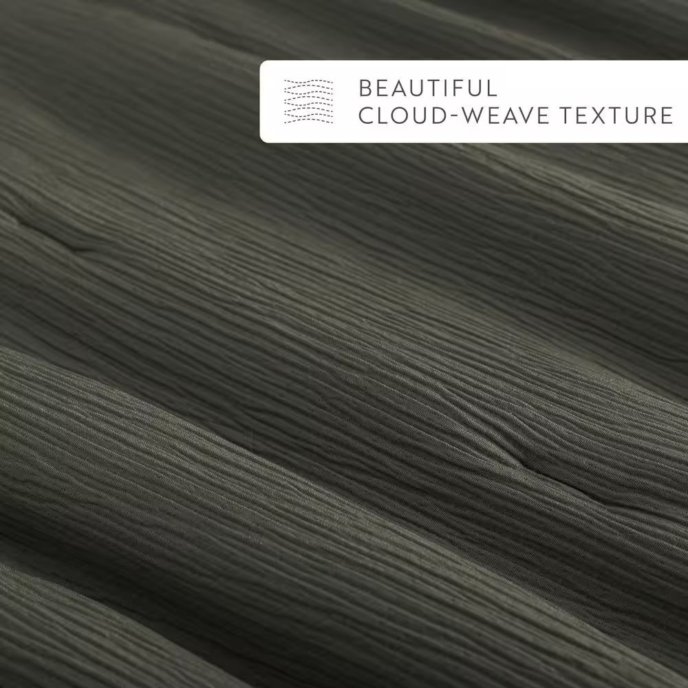 All-Season down Alternative Microfiber Olive Cloud Gauze Textured Queen Comforter Set