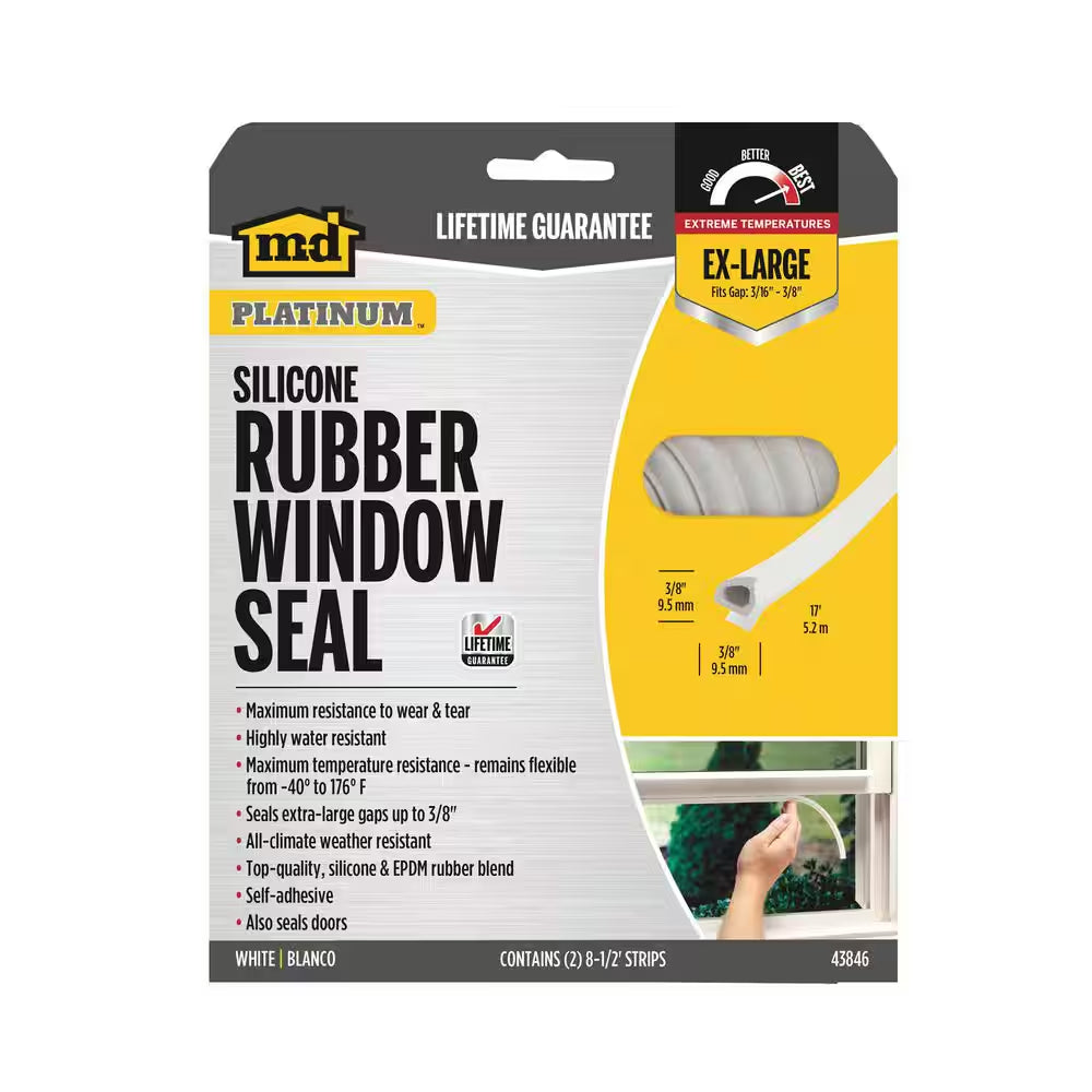 0.375 In. X 17 Ft. White Silicone Rubber Window Seal for Ex-Large Gaps Weatherstrip Roll