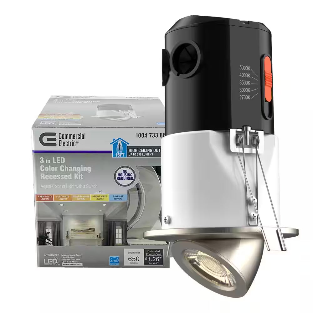 Premium Downlight 3 In. 2700K - 5000K Brushed Nickel New Construction/Remodel Recessed Integrated LED Gimbal Kit