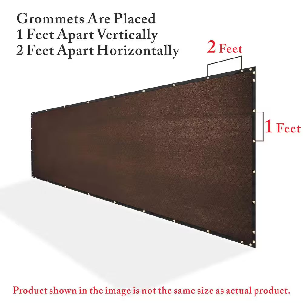 3 Ft. X 10 Ft. Brown Privacy Fence Screen Mesh Fabric Cover Windscreen with Reinforced Grommets for Garden Fence