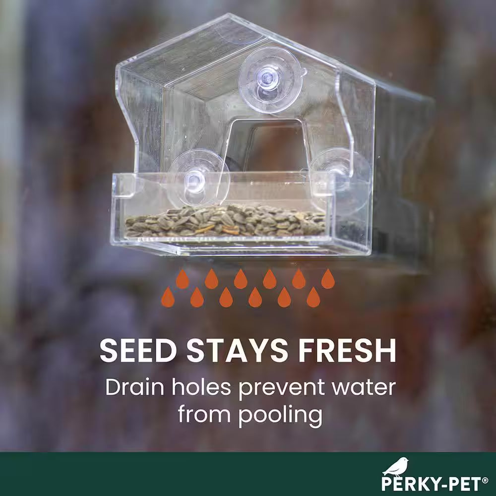 Clear Window Bird Feeder with 4 Suction Cups - 0.5 Lb. Capacity