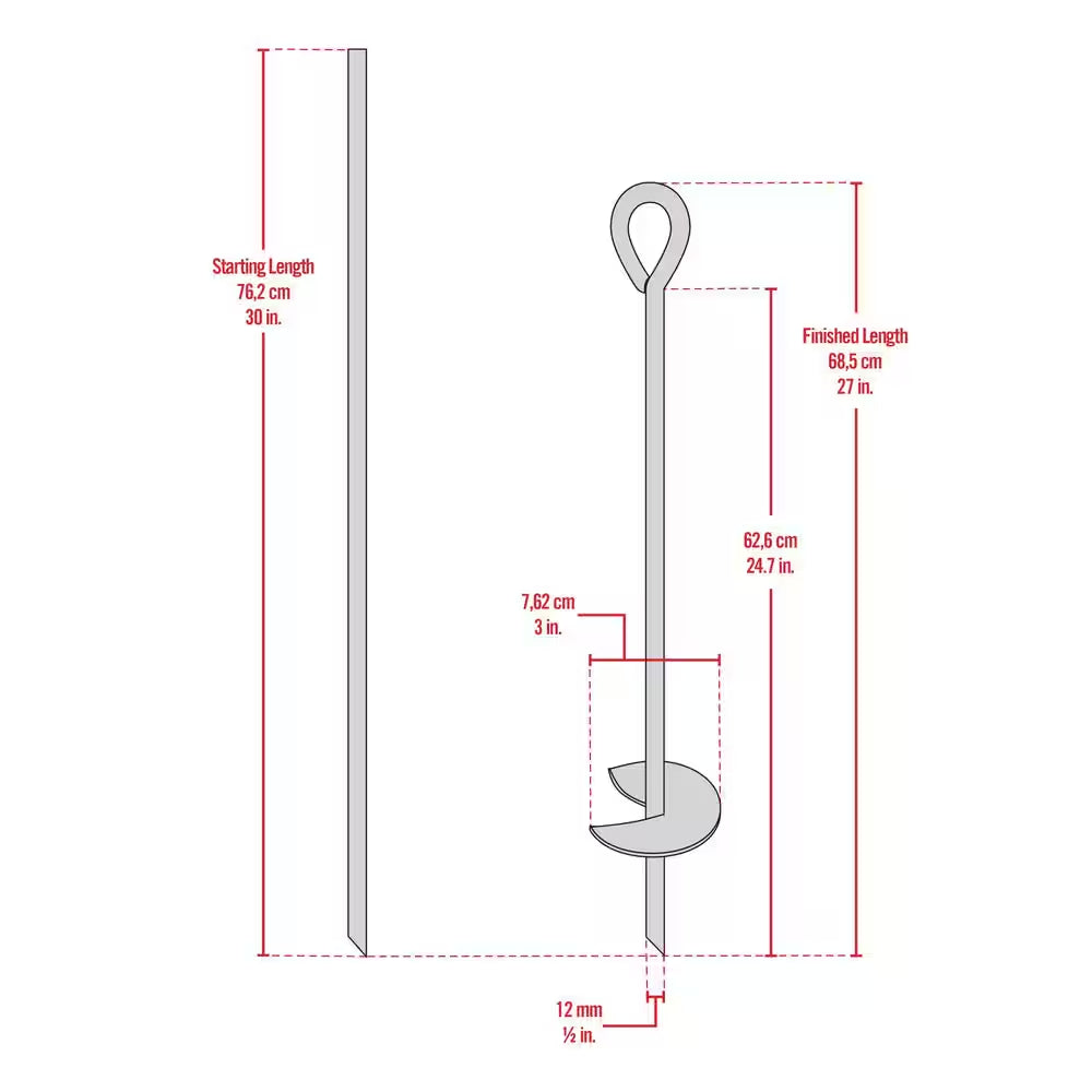 30 In. Earth Anchor Set (4-Piece) W/ Heavy-Duty, Corrosion-Resistant Steel Construction and Spinnable Corkscrew Design