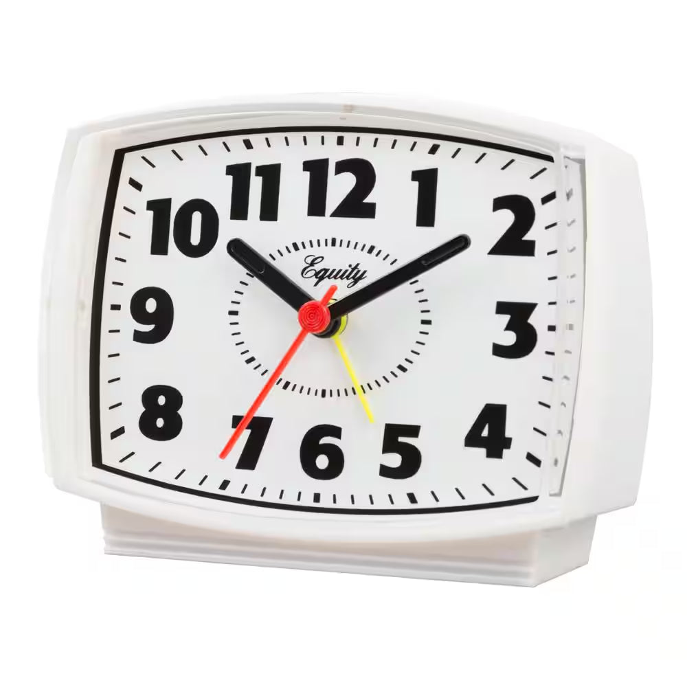 3 In. Tall Electrical Analog White Alarm Clock with Backlight