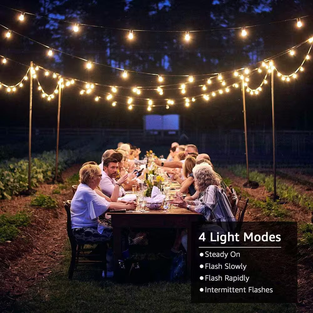 25-Light 50 Ft. Outdoor Solar LED G40 Integrated LED Globe Shatterproof 2700K Patio Garden String-Light