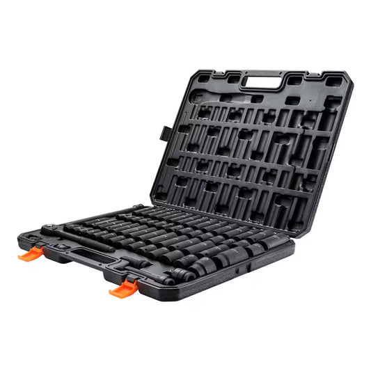 1/2 In. Drive Impact Socket Set,65 Piece Socket Set SAE 3/8 In. to 1-1/4 In. and Metric 10-24Mm,6 Point Cr-V Alloy Steel