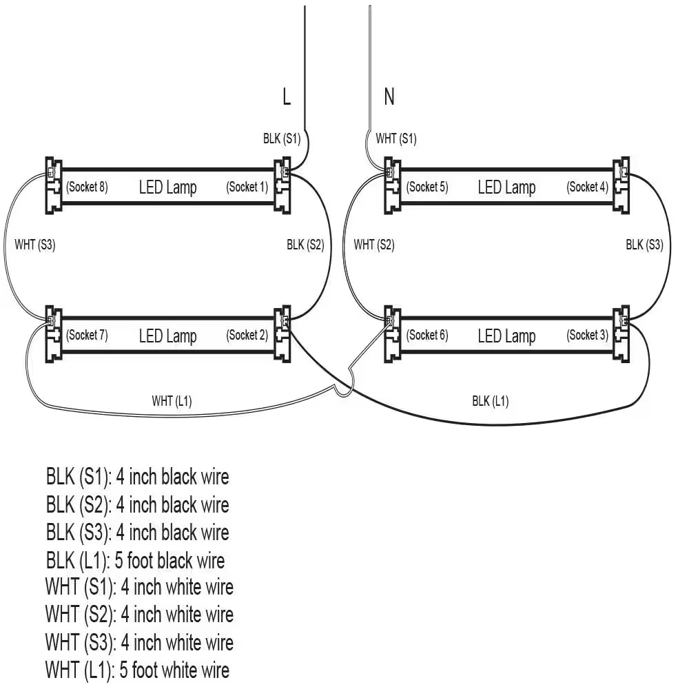 48-Watt 4 Ft. Linear Daylight (5000K) LED Tube Light Bulb Retrofit Conversion Kit Replaces 8 Ft. T8 T12 Fluorescent Bulb
