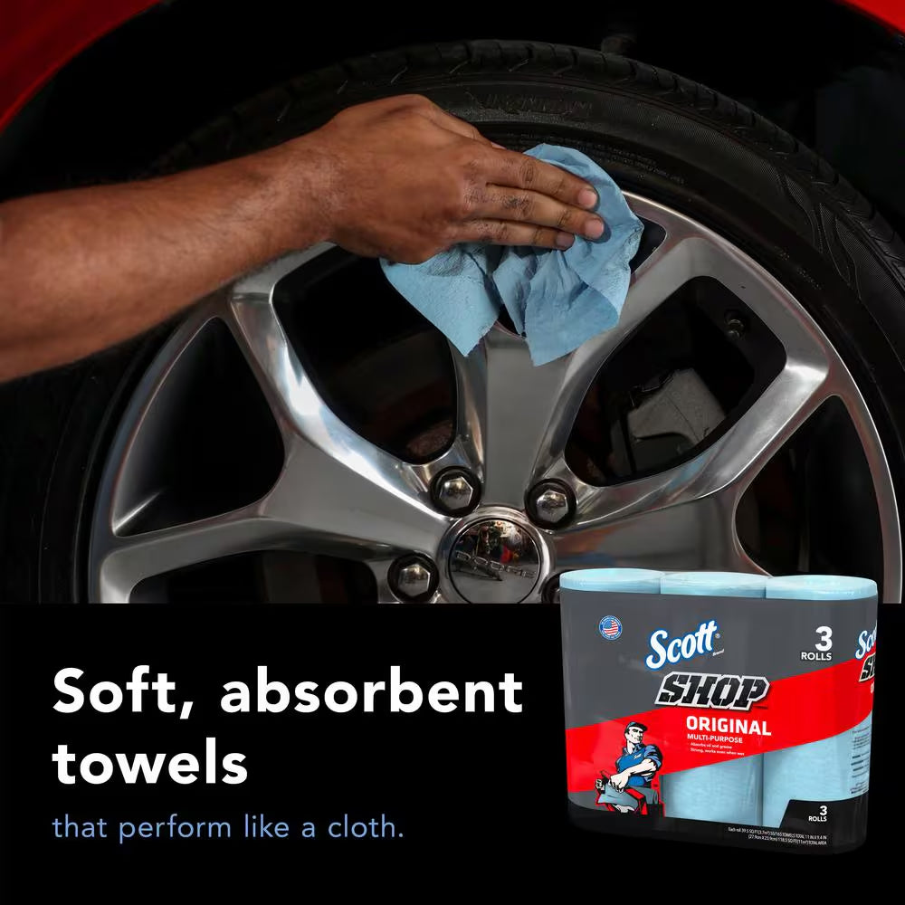 Blue 1-Ply 9X11 Shop Towel Cleaning Wipes (3-Pack Bundle of 10)