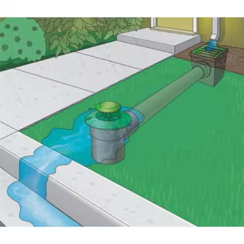 Pop-Up Drainage Emitter with Elbow for 4 In. Drain Pipes, Green Plastic