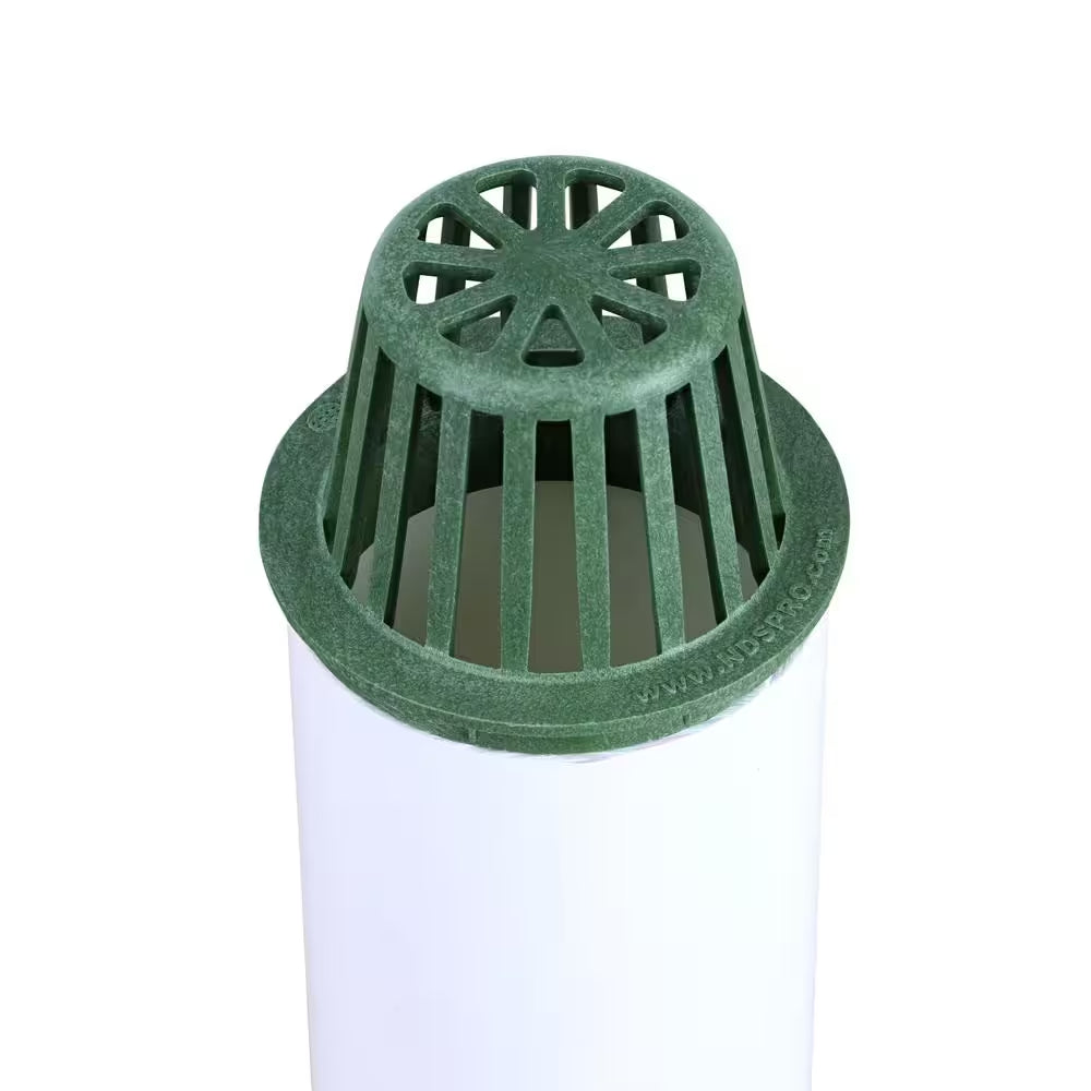 4 In. Plastic round Atrium Drainage Grate in Green
