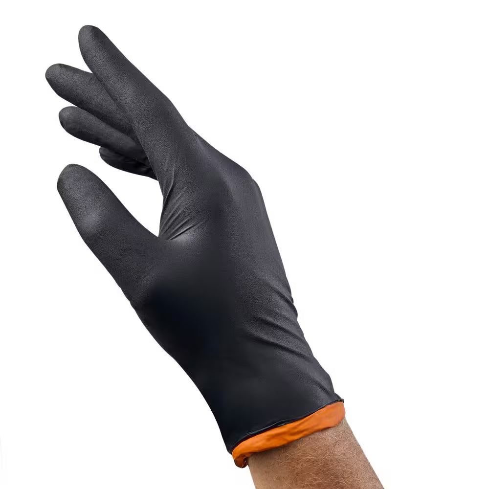 Pop-N-Go Black Disposable Heavy Duty Nitrile Gloves, Size Large (40-Count)
